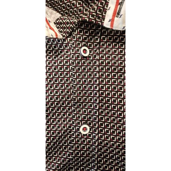Butter Cloth Shirt Mens XL Regular Fit Geometric Long Sleeve Black Red White - Picture 3 of 8